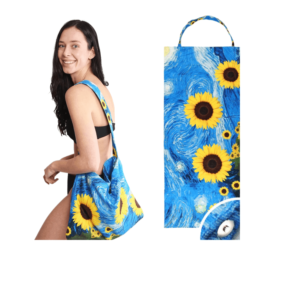 Sunflower Print Beach Towel and Tote Bag - Hautefull