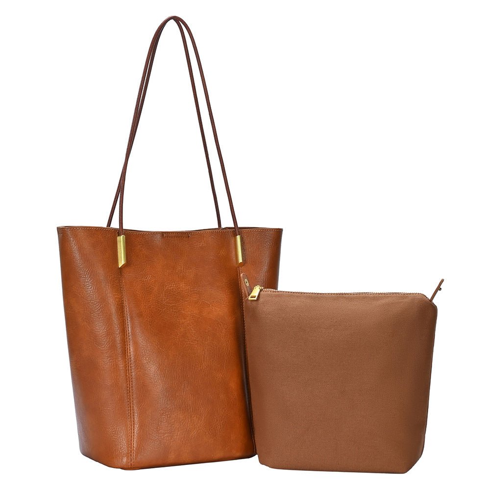 Tall Faux Leather Tote Bag - Hautefull