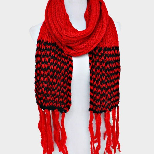 Thick Knit Fringe Scarf - Hautefull