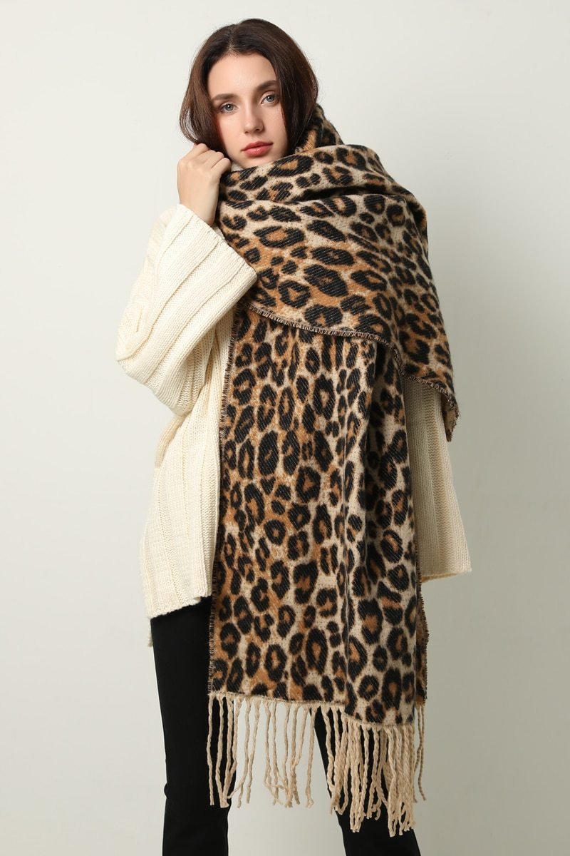 Thick Leopard Scarf Tassel - Hautefull