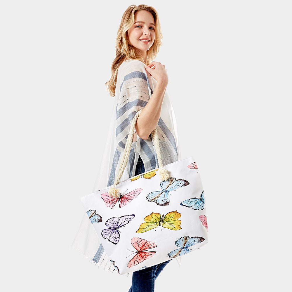 Trapeze Butterfly Print Beach Bag - Hautefull