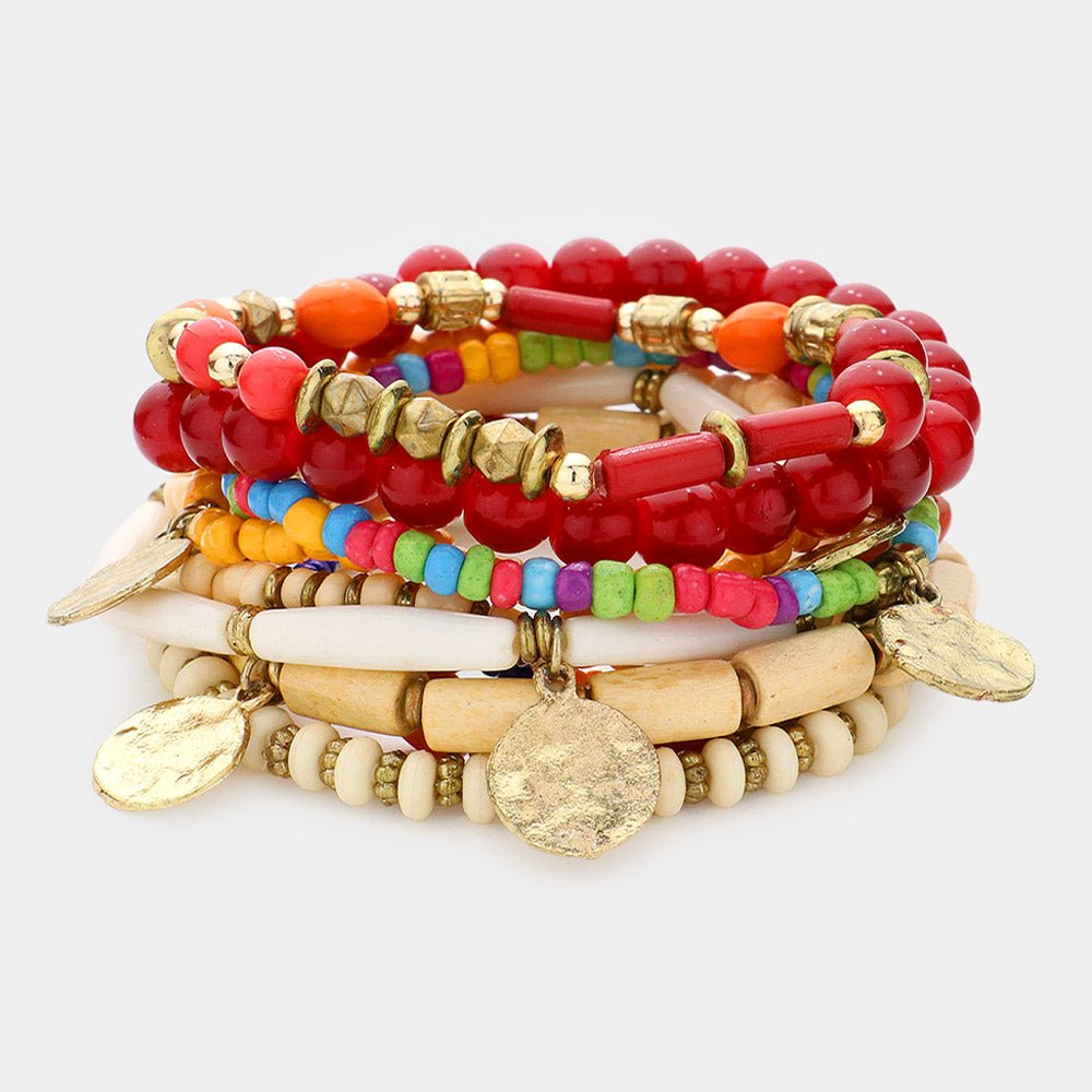 Tribal-Inspired Wooden Bracelet Stack - Hautefull