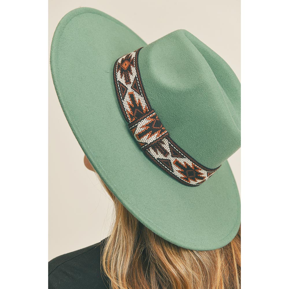 Tribal Print Accented Panama Hat - Hautefull