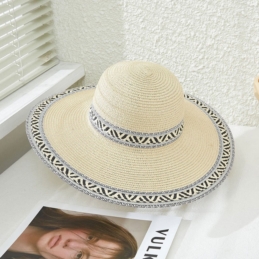 Tribal Printed Wide Brim Sun Hat - Hautefull