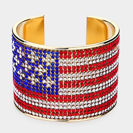 US Flag Wide Cuff Bracelet - Hautefull