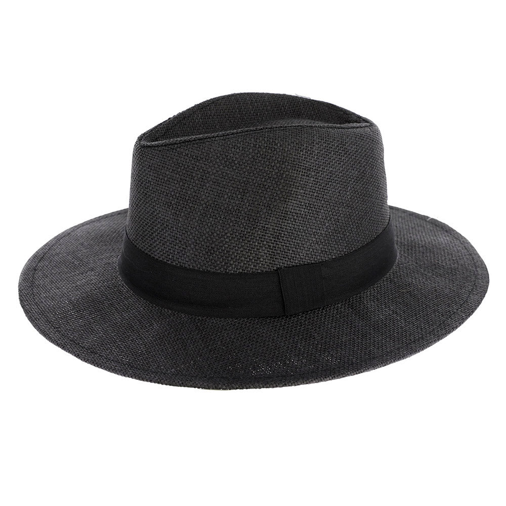 Wide Band Straw Fedora Hat - Hautefull