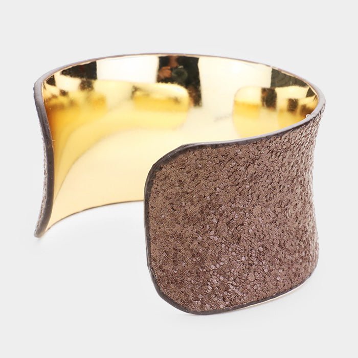 Wide Textured Cuff Bracelet - Hautefull