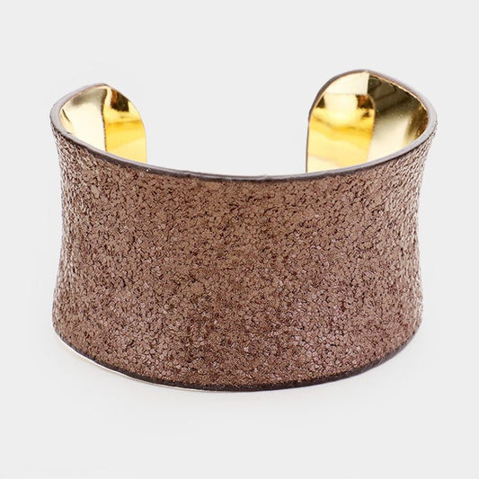 Wide Textured Cuff Bracelet - Hautefull