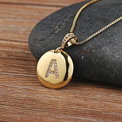 Women's Initial Letter Round Necklace - Hautefull