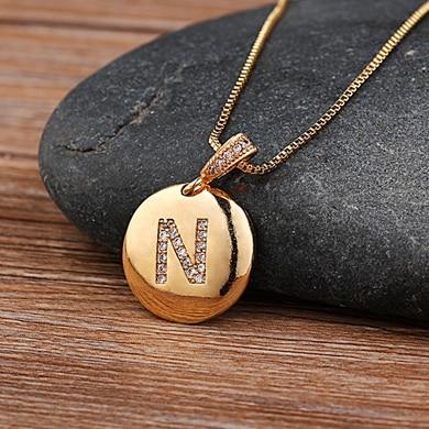 Women's Initial Letter Round Necklace - Hautefull