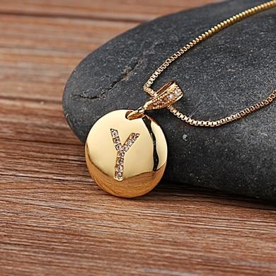 Women's Initial Letter Round Necklace - Hautefull