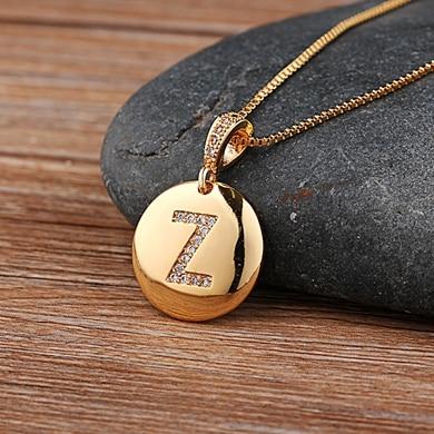 Women's Initial Letter Round Necklace - Hautefull