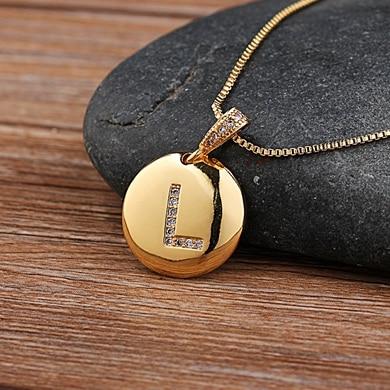 Women's Initial Letter Round Necklace - Hautefull