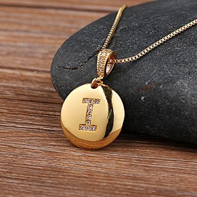 Women's Initial Letter Round Necklace - Hautefull