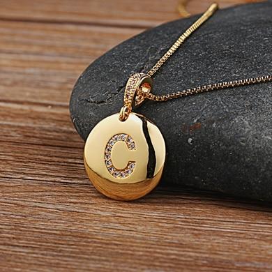 Women's Initial Letter Round Necklace - Hautefull