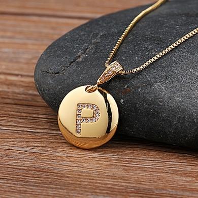 Women's Initial Letter Round Necklace - Hautefull