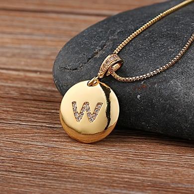 Women's Initial Letter Round Necklace - Hautefull