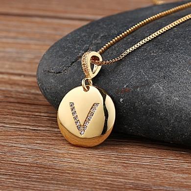 Women's Initial Letter Round Necklace - Hautefull