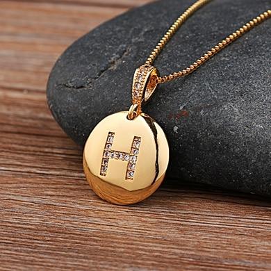 Women's Initial Letter Round Necklace - Hautefull