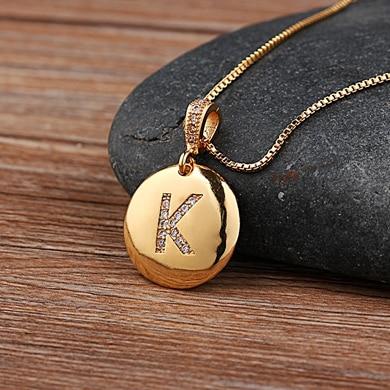 Women's Initial Letter Round Necklace - Hautefull