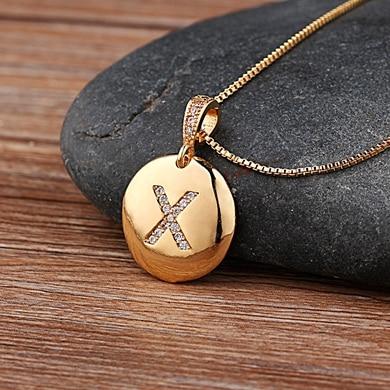 Women's Initial Letter Round Necklace - Hautefull