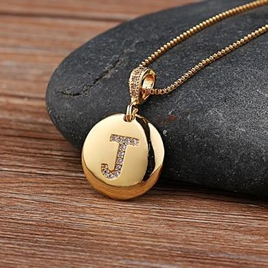 Women's Initial Letter Round Necklace - Hautefull