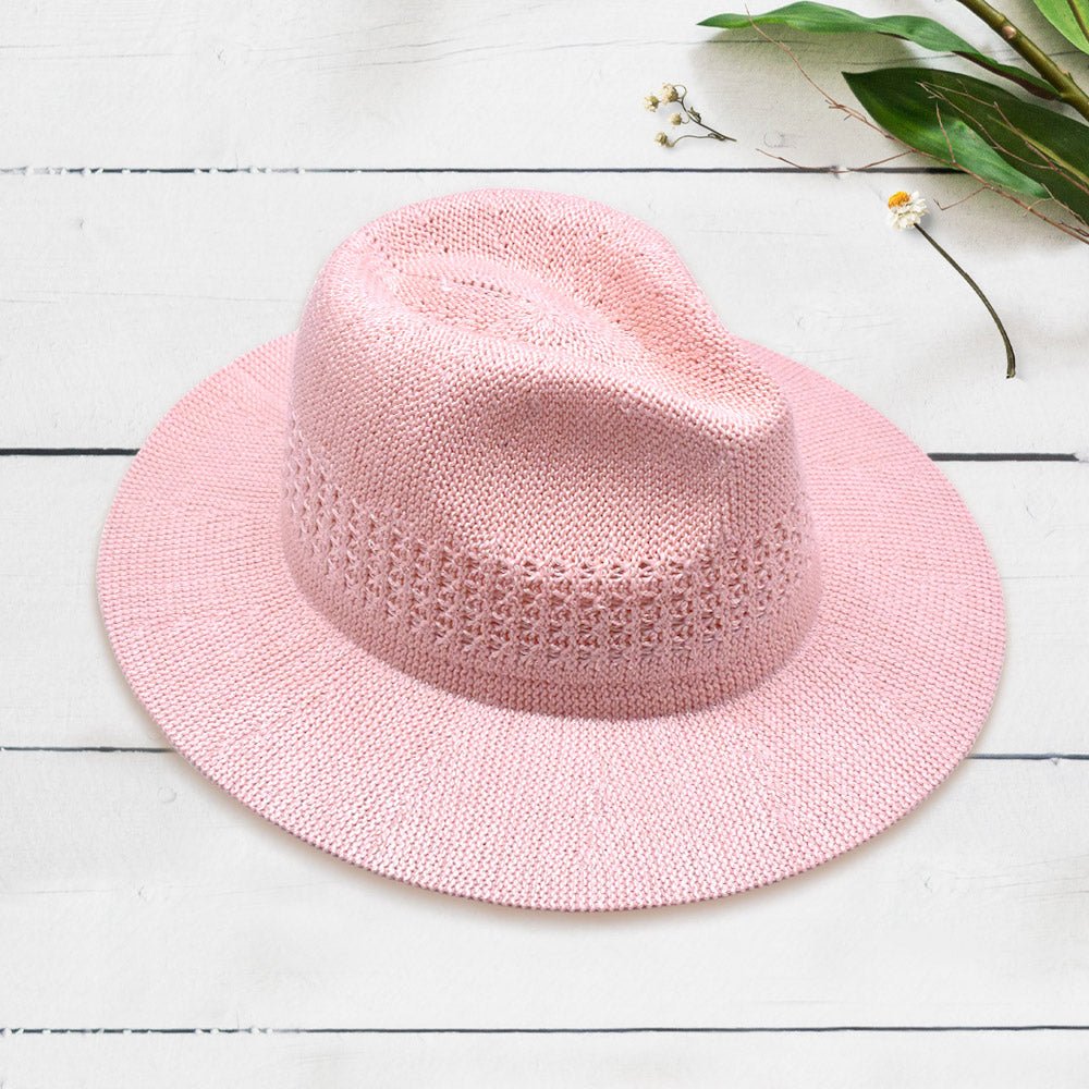 Women's Straw Fedora Hat in Pink - Hautefull