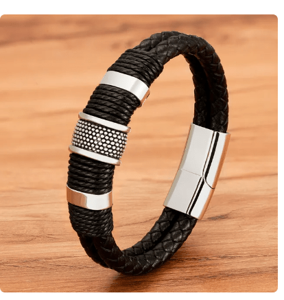 Woven Leather Wrap Men's Bracelet - Hautefull