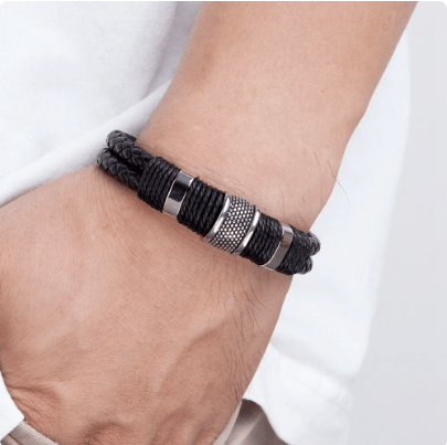 Woven Leather Wrap Men's Bracelet - Hautefull