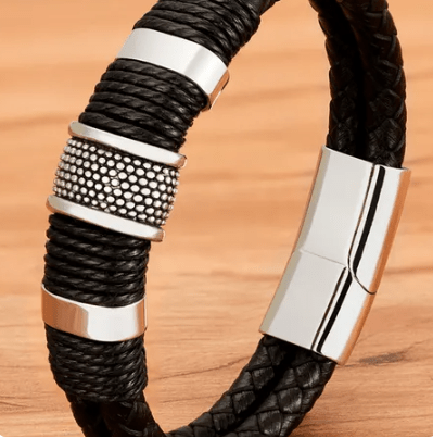 Woven Leather Wrap Men's Bracelet - Hautefull