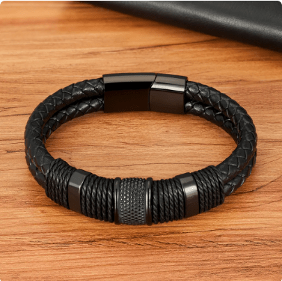 Woven Leather Wrap Men's Bracelet - Hautefull