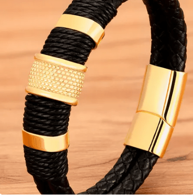 Woven Leather Wrap Men's Bracelet - Hautefull