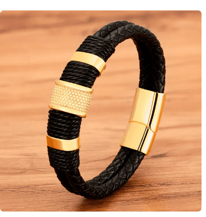 Woven Leather Wrap Men's Bracelet - Hautefull