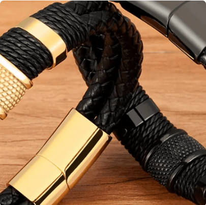 Woven Leather Wrap Men's Bracelet - Hautefull