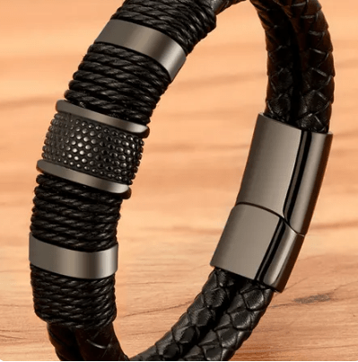 Woven Leather Wrap Men's Bracelet - Hautefull